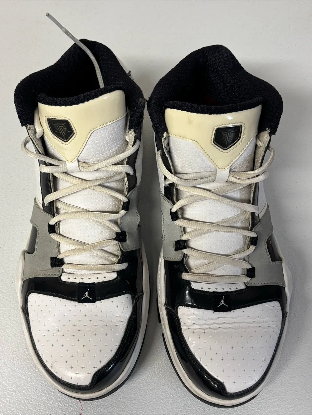 Jordan Men's Cut-Top Athletic Sneakers in White, Black & Gray